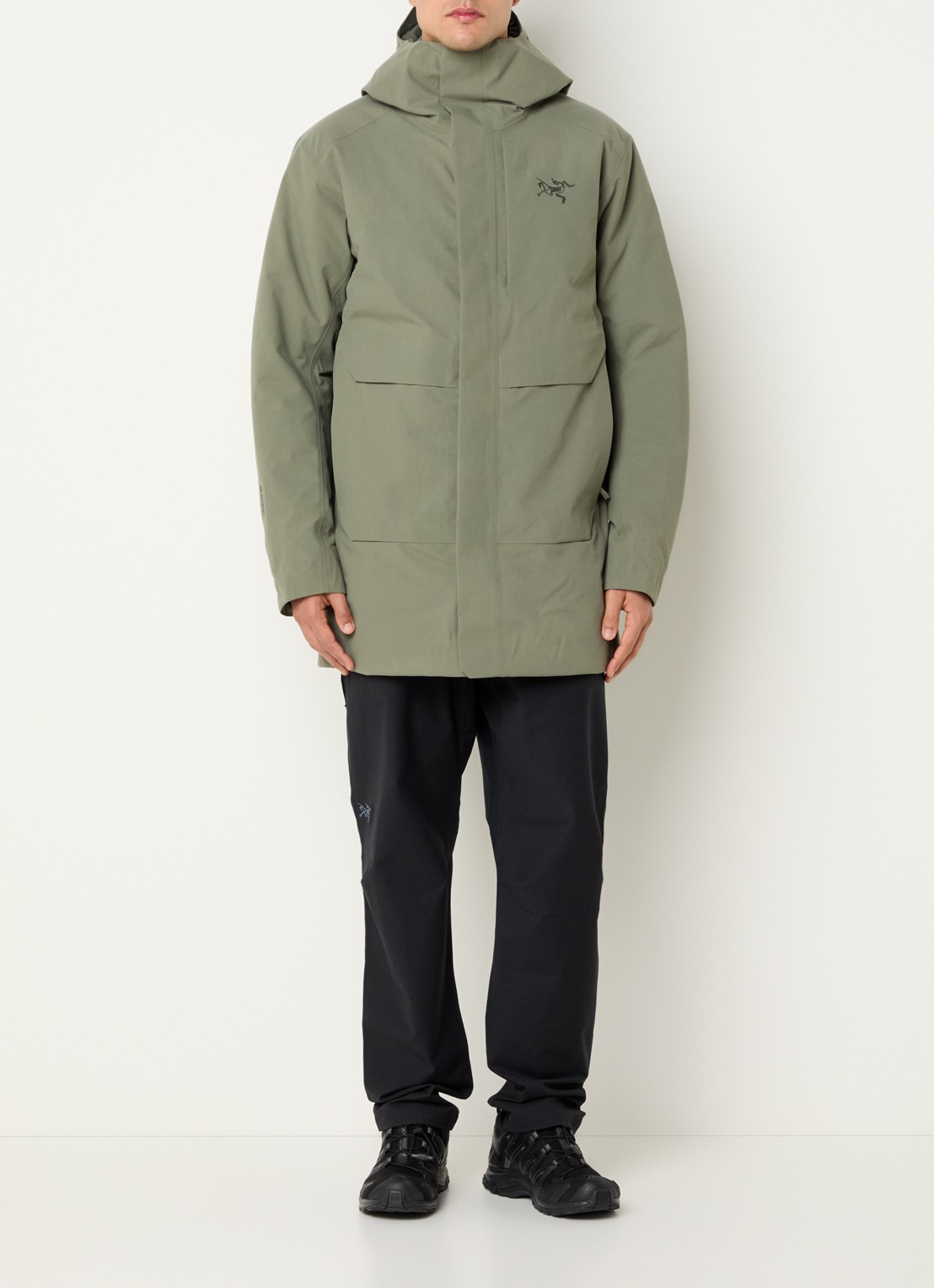 Arc'teryx Therme gewatteerde parka met donsvulling en waterafstotende coating - voorkant 2 olijfgroen