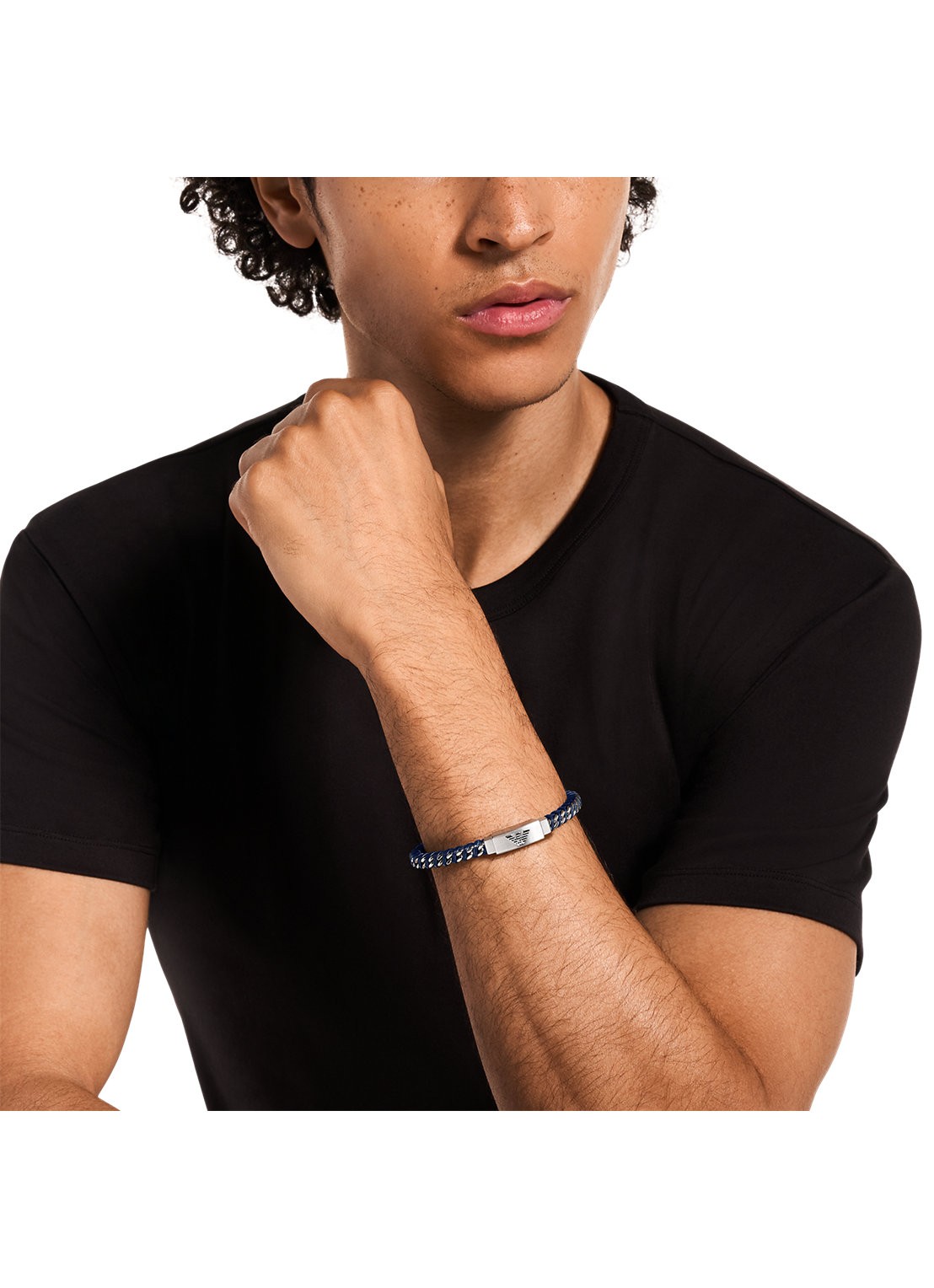 Armani Armband van leer EGS3319040 - detail 3 blauw