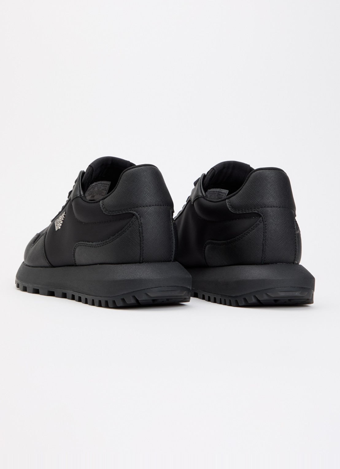 Armani ASV Nylon sneakers met leren details en logo  - achterkant 5 zwart