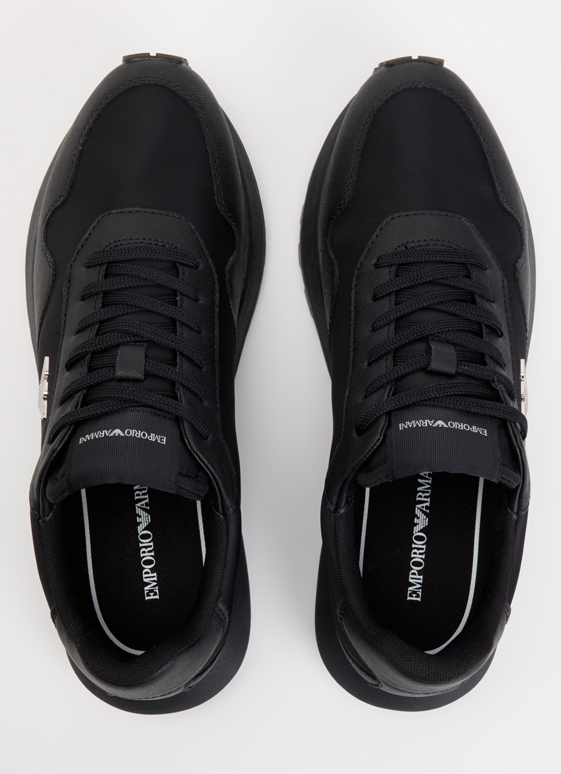 Armani ASV Nylon sneakers met leren details en logo  - detail 3 zwart