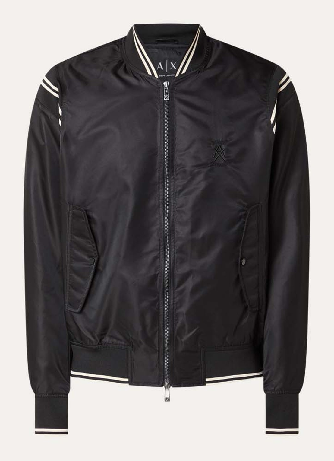 Armani Baseball jack met logo- en backprint - voorkant 3 zwart