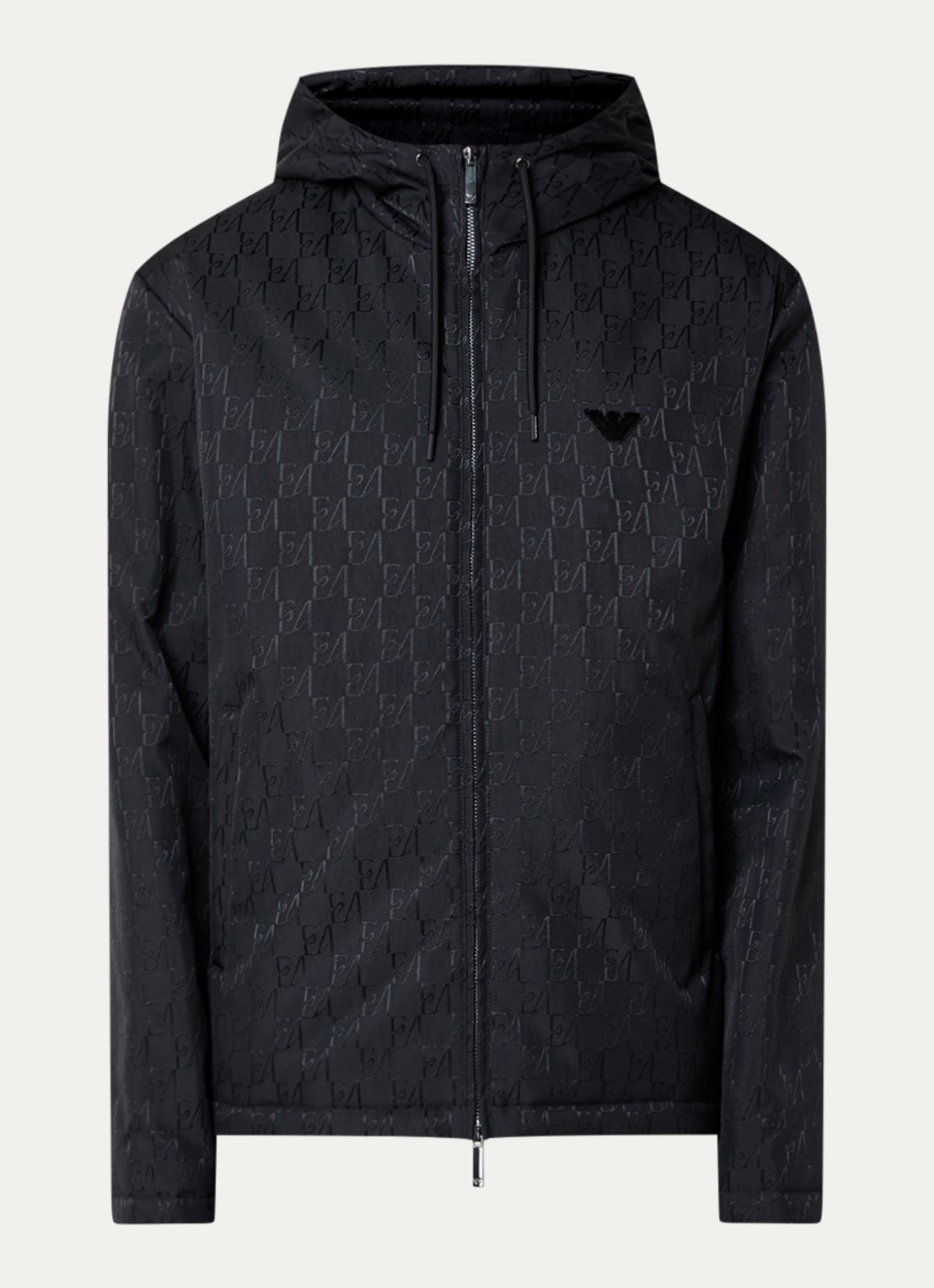 Armani Blouson jack met logoprint - voorkant 3 zwart