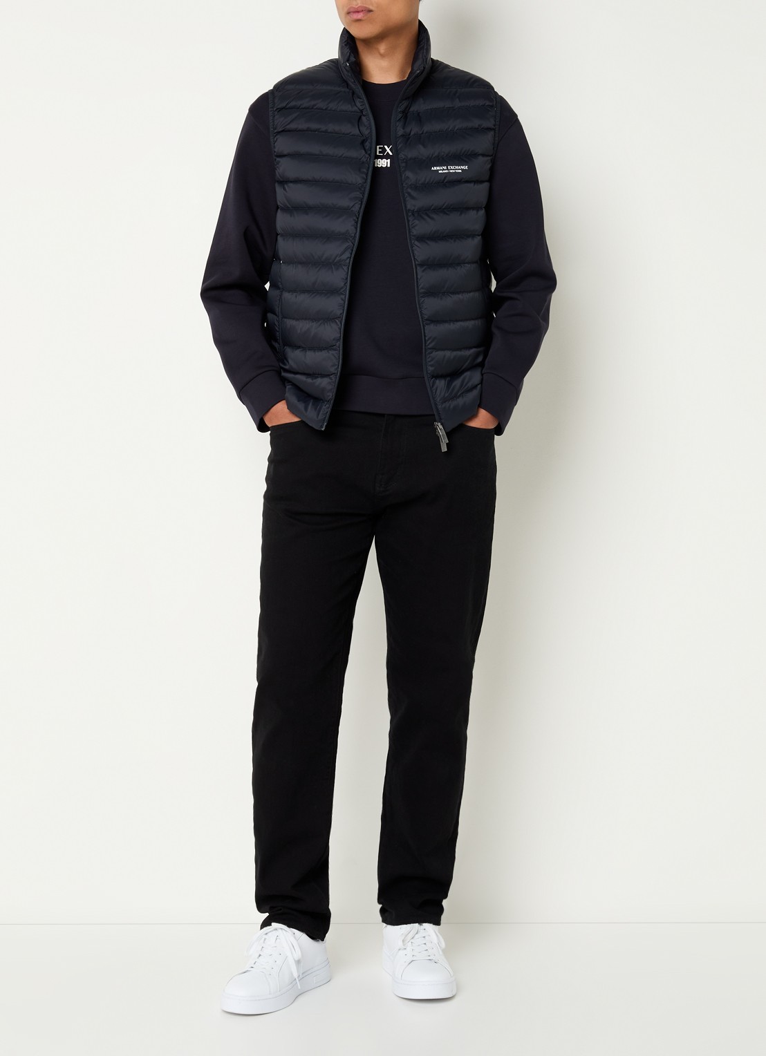 Armani Bodywarmer met donsvulling en ritszakken - voorkant 4 donkerblauw