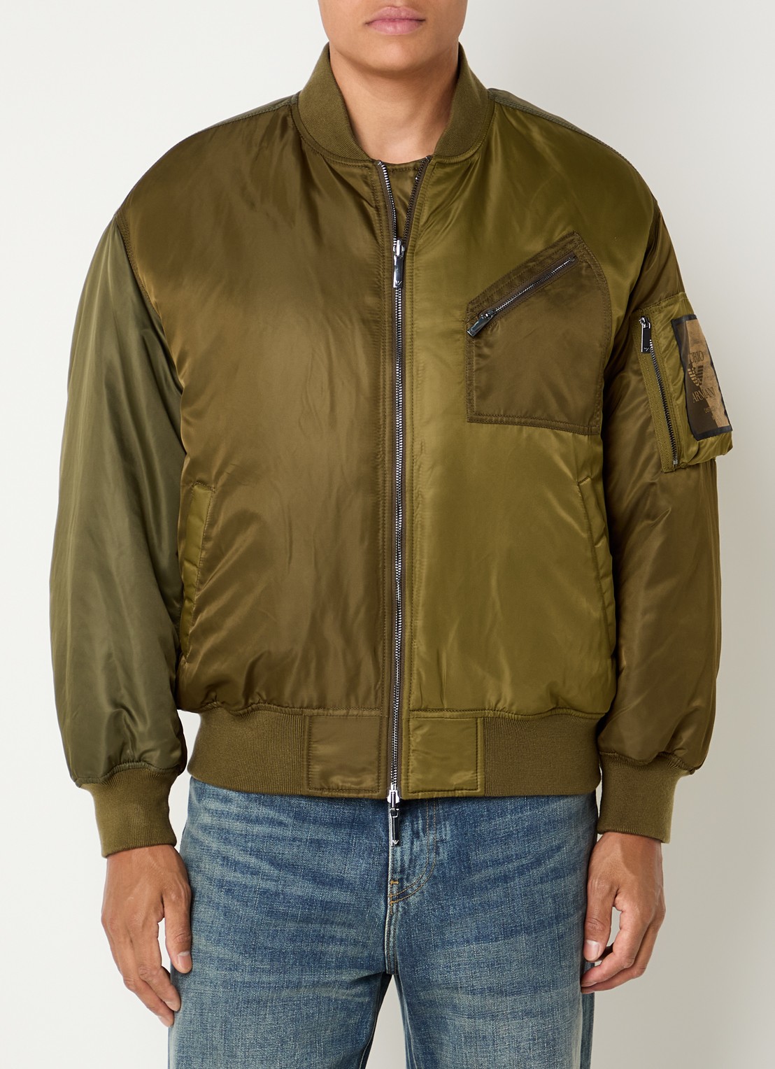 Armani Bomberjack met borst- en steekzakken - detail 4 mosgroen