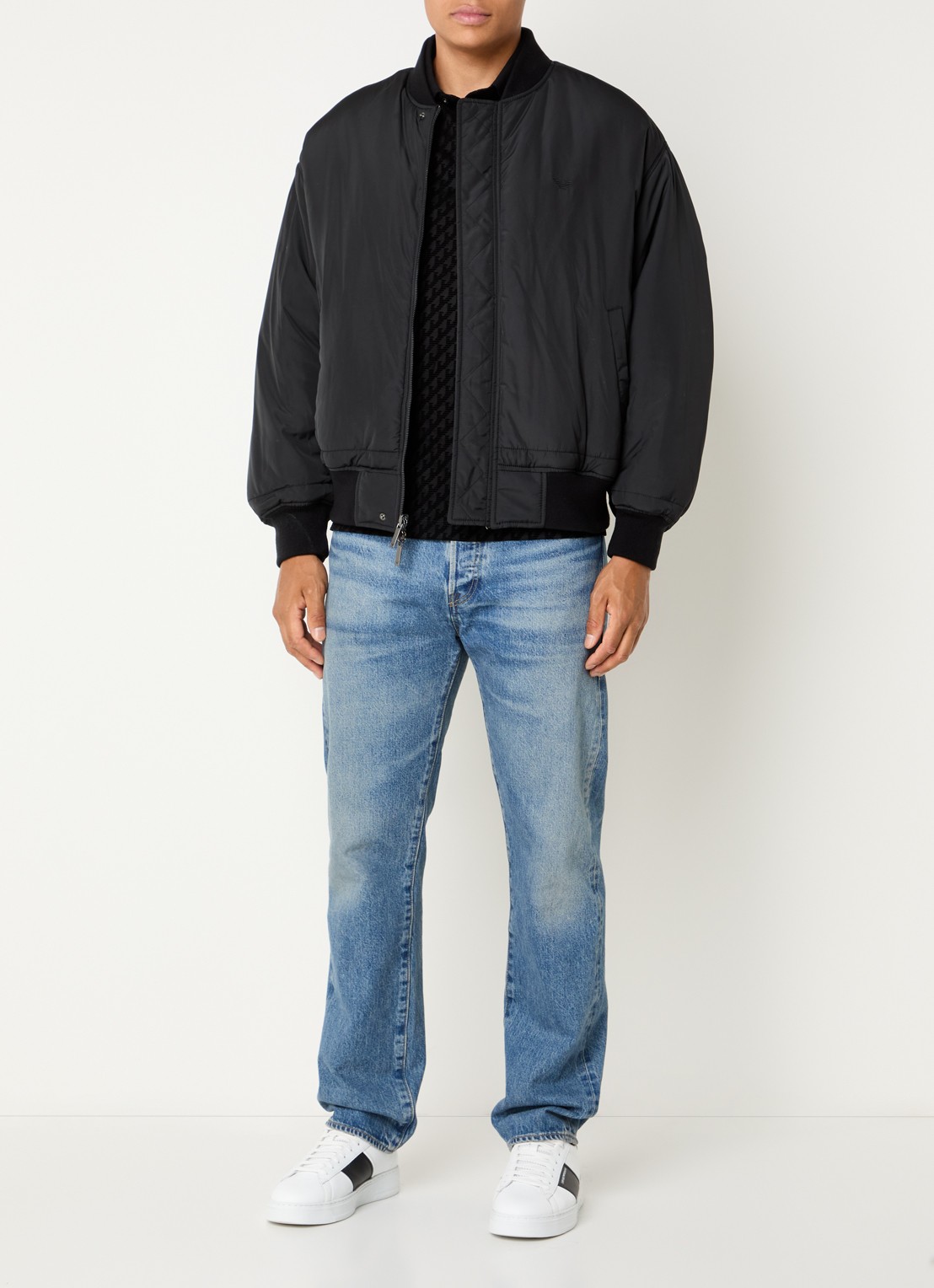 Armani Bomberjack met borst- en steekzakken - voorkant 4 zwart