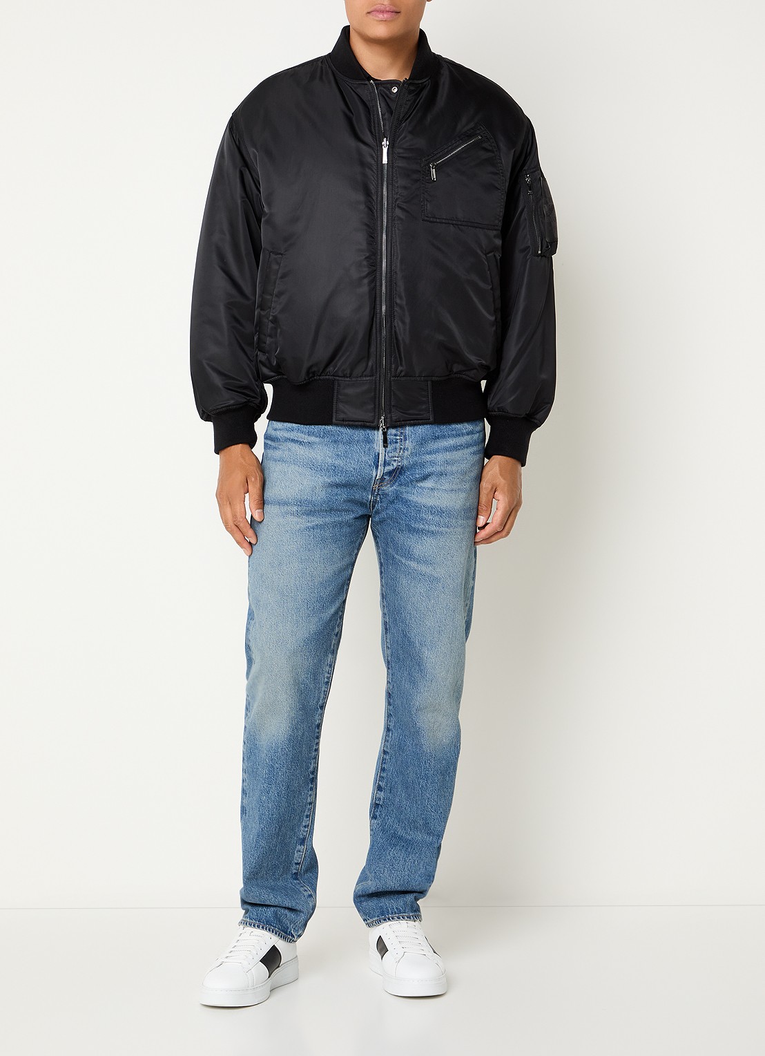 Armani Bomberjack met borst- en steekzakken - voorkant 5 zwart