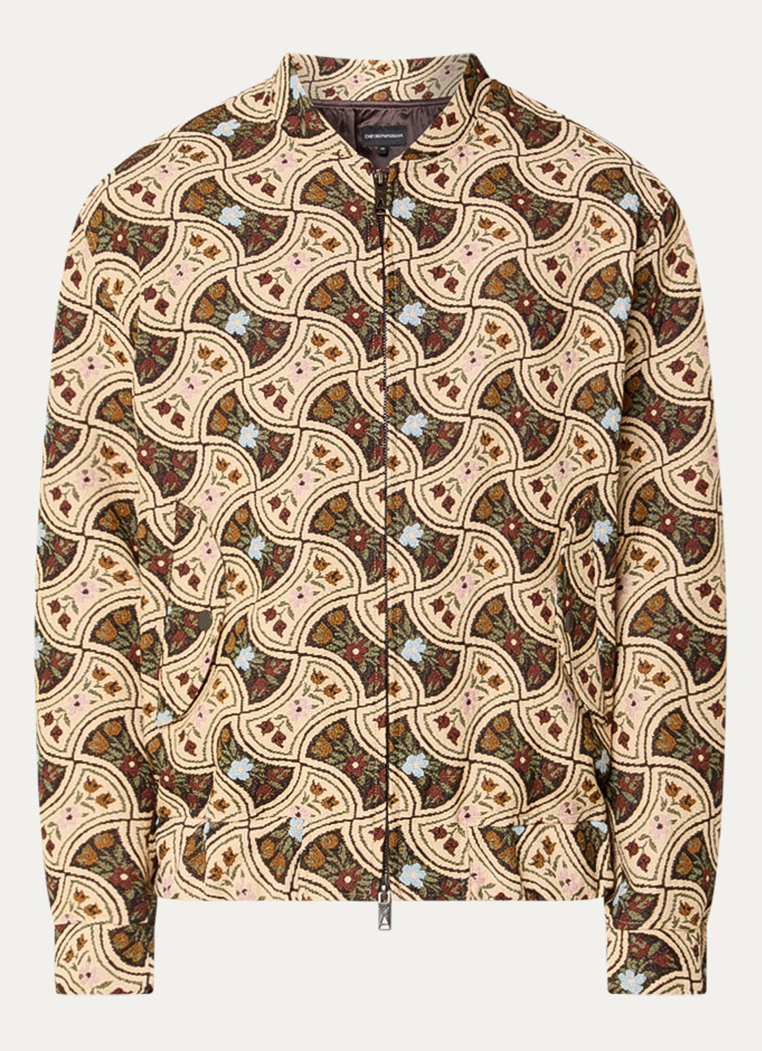 Armani Bomberjack met jacquard dessin - voorkant 3 creme
