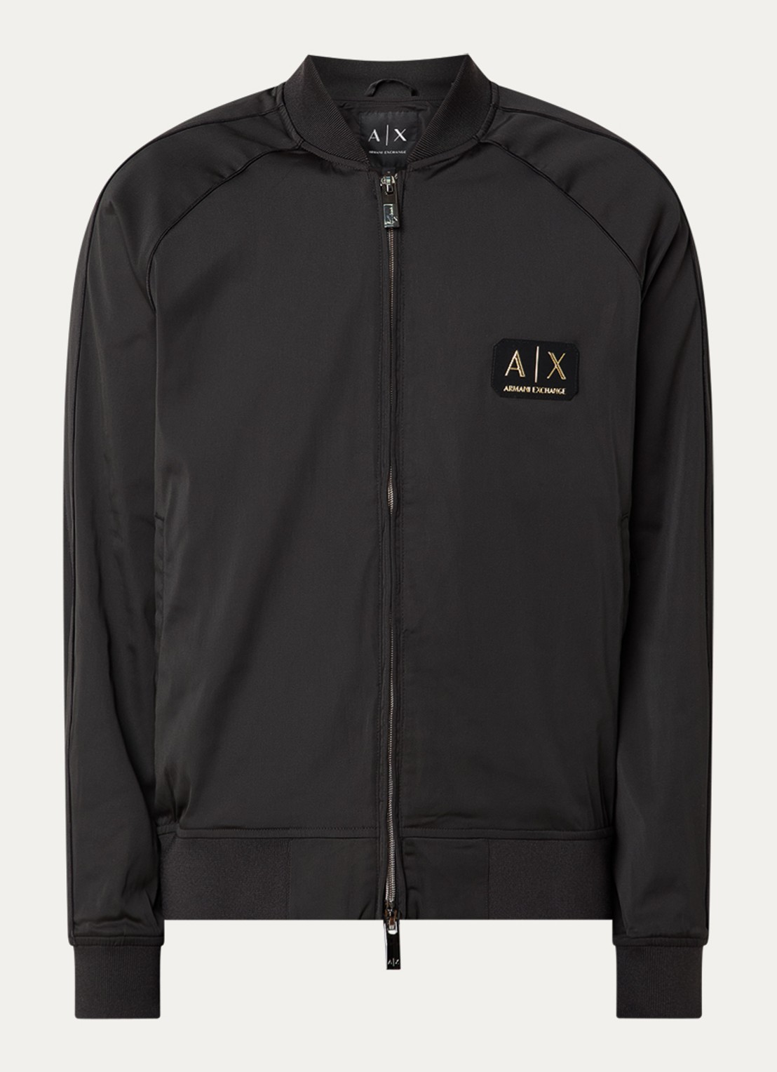 Armani Bomberjack met logo en ritszakken - voorkant zwart
