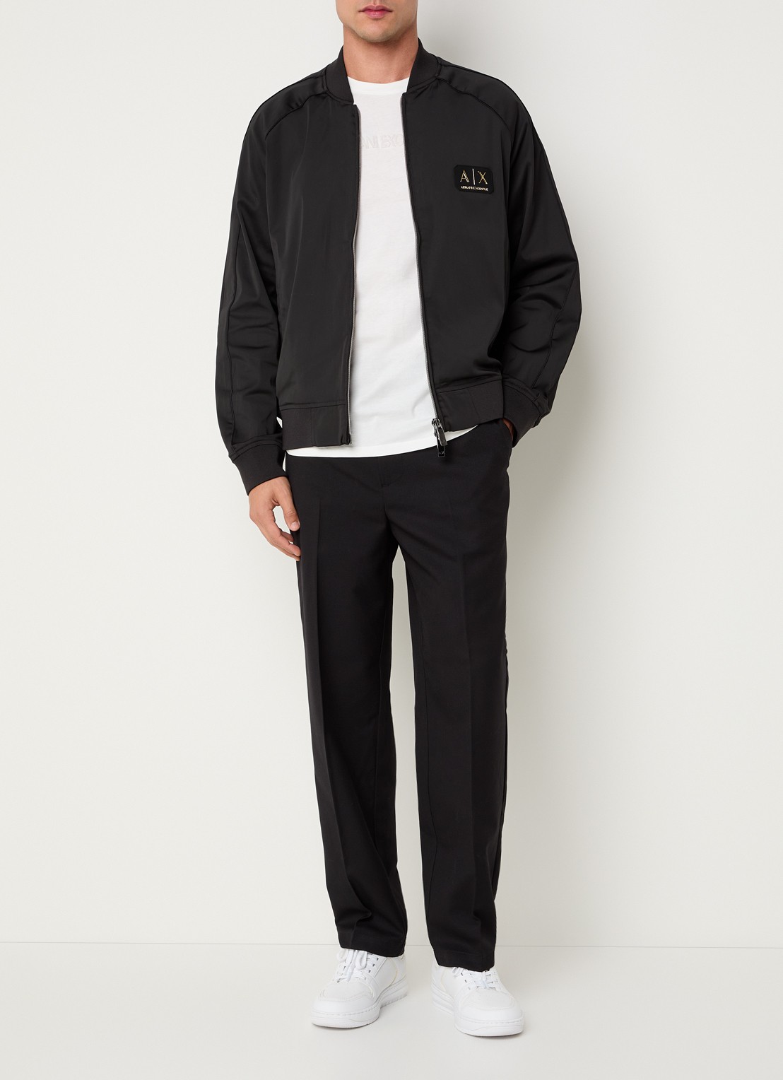 Armani Bomberjack met logo en ritszakken - voorkant 2 zwart