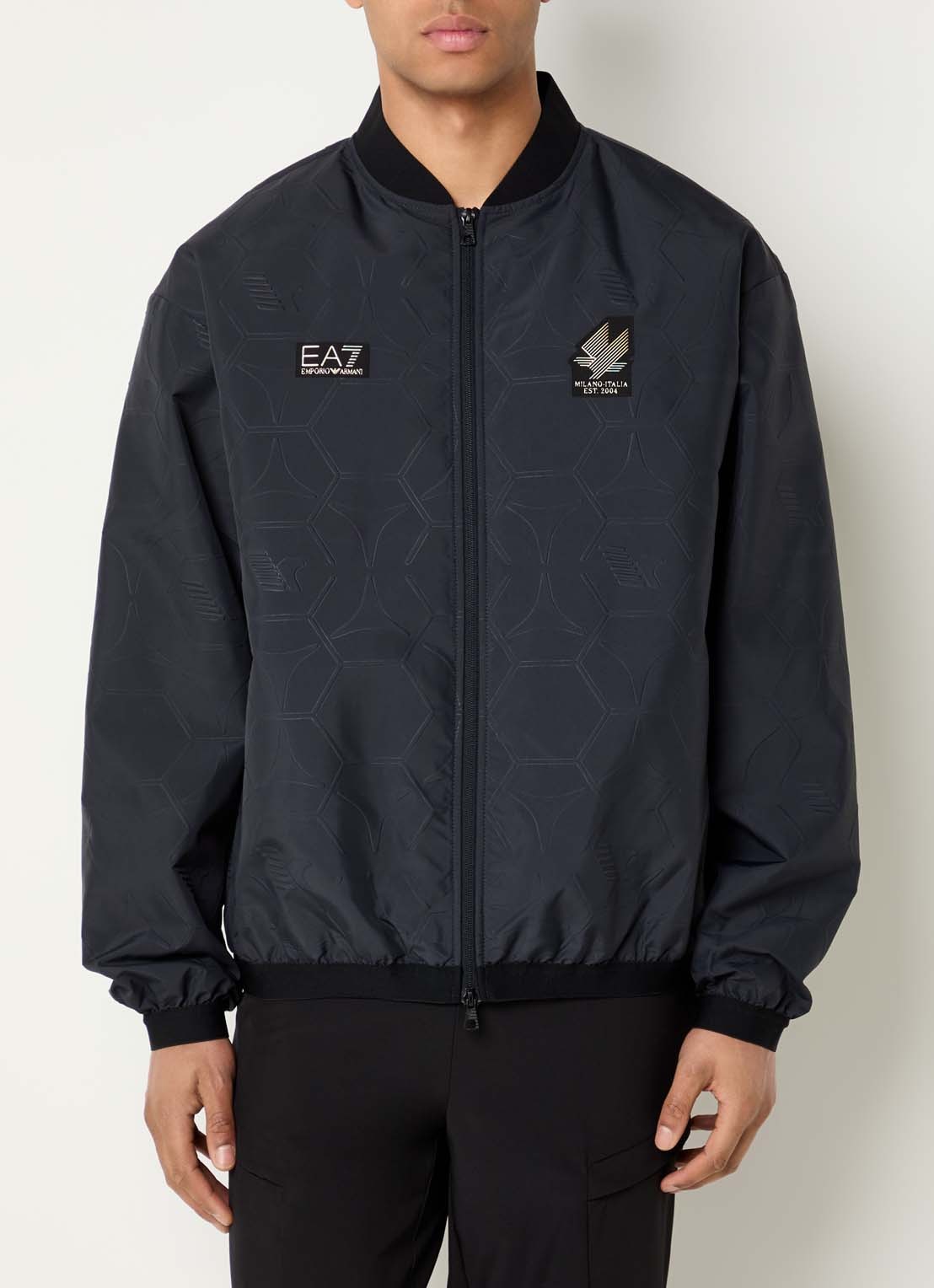 Armani Bomberjack met logo - detail 4 zwart