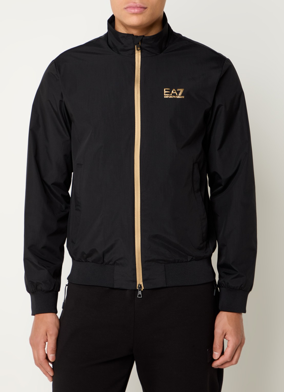 Armani Bomberjack met ritszakken en logo - detail zwart