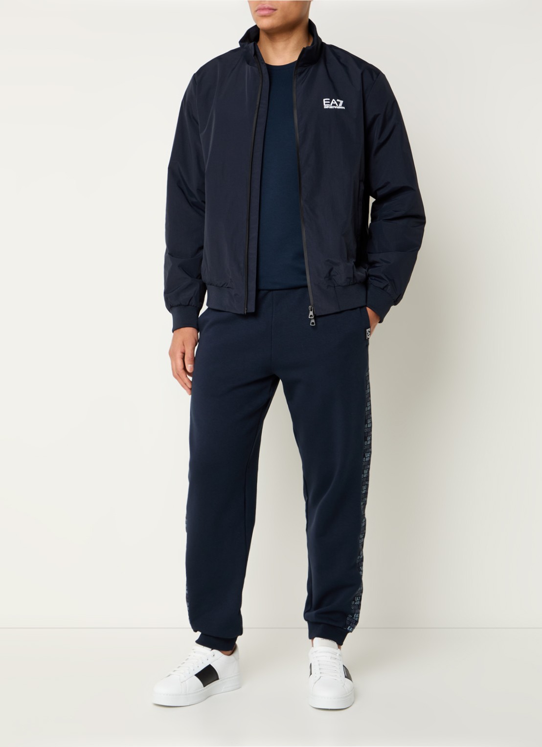 Armani Bomberjack met ritszakken en logo - voorkant 2 donkerblauw