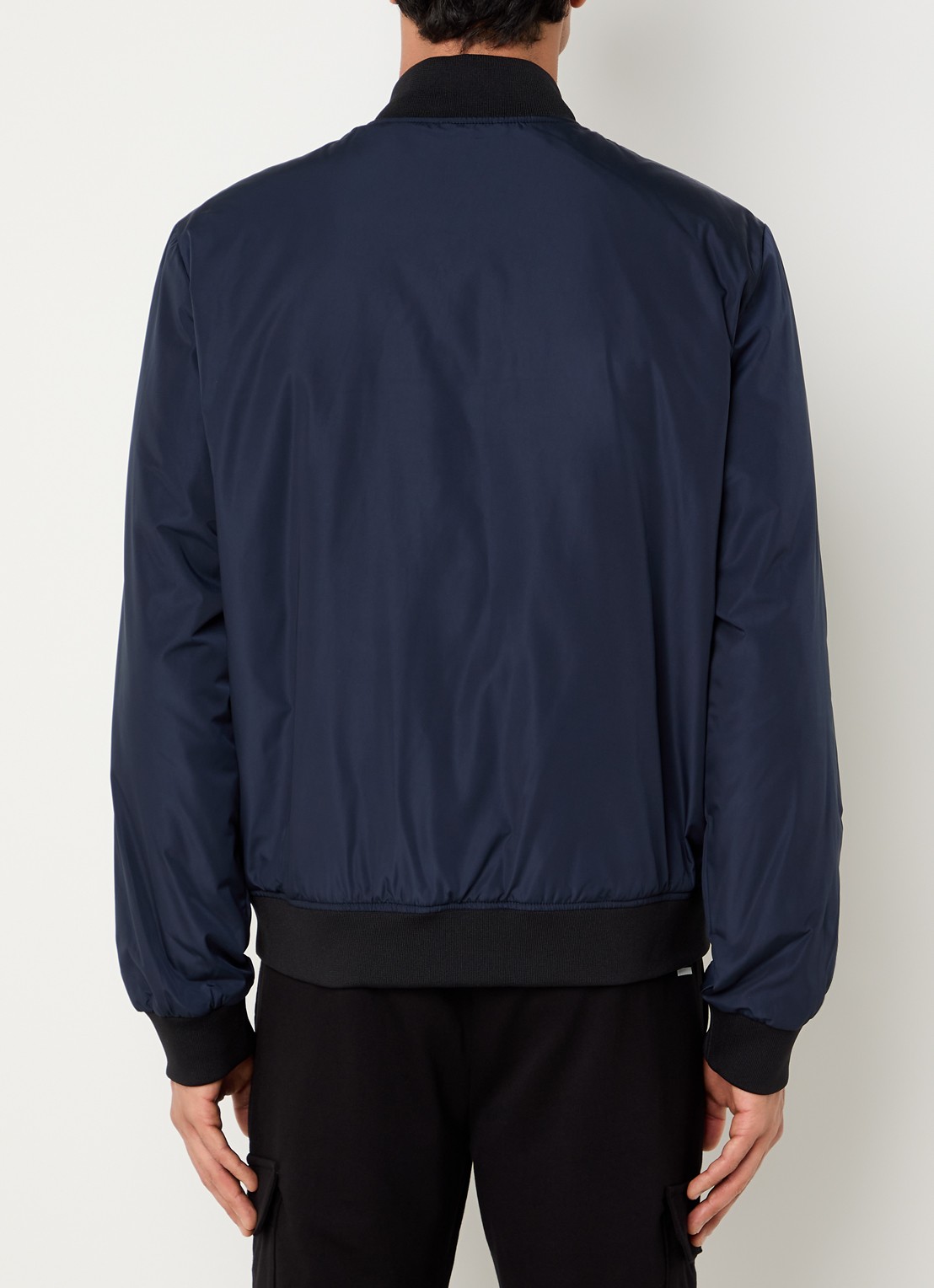 Armani Bomberjack met ritszakken en logo - achterkant 2 donkerblauw