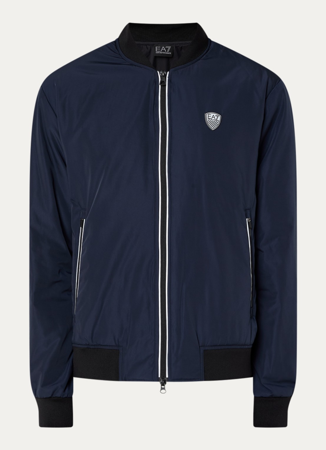 Armani Bomberjack met ritszakken en logo - voorkant 3 donkerblauw