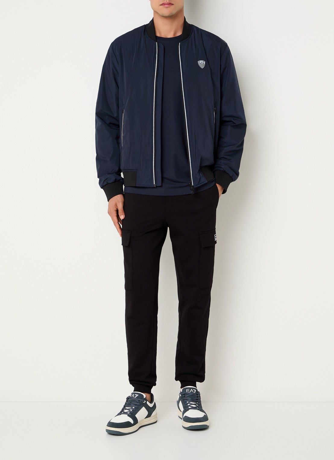Armani Bomberjack met ritszakken en logo - voorkant 4 donkerblauw