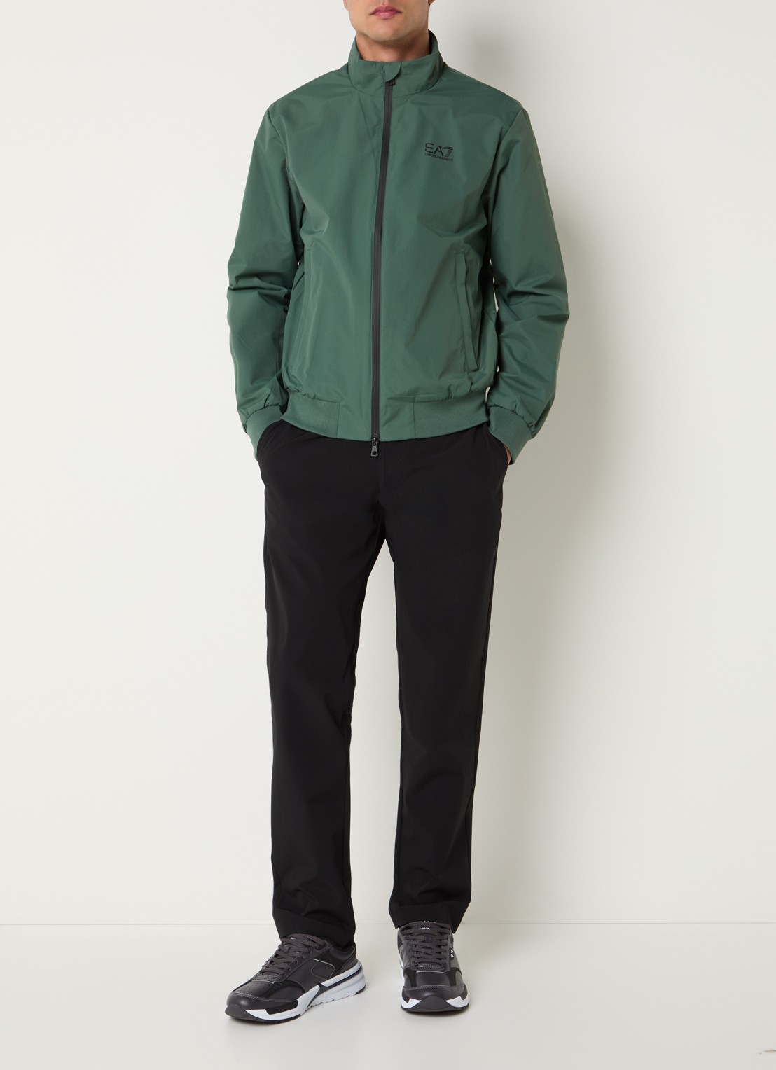 Armani Bomberjack met ritszakken en logo - voorkant 4 grijsmele