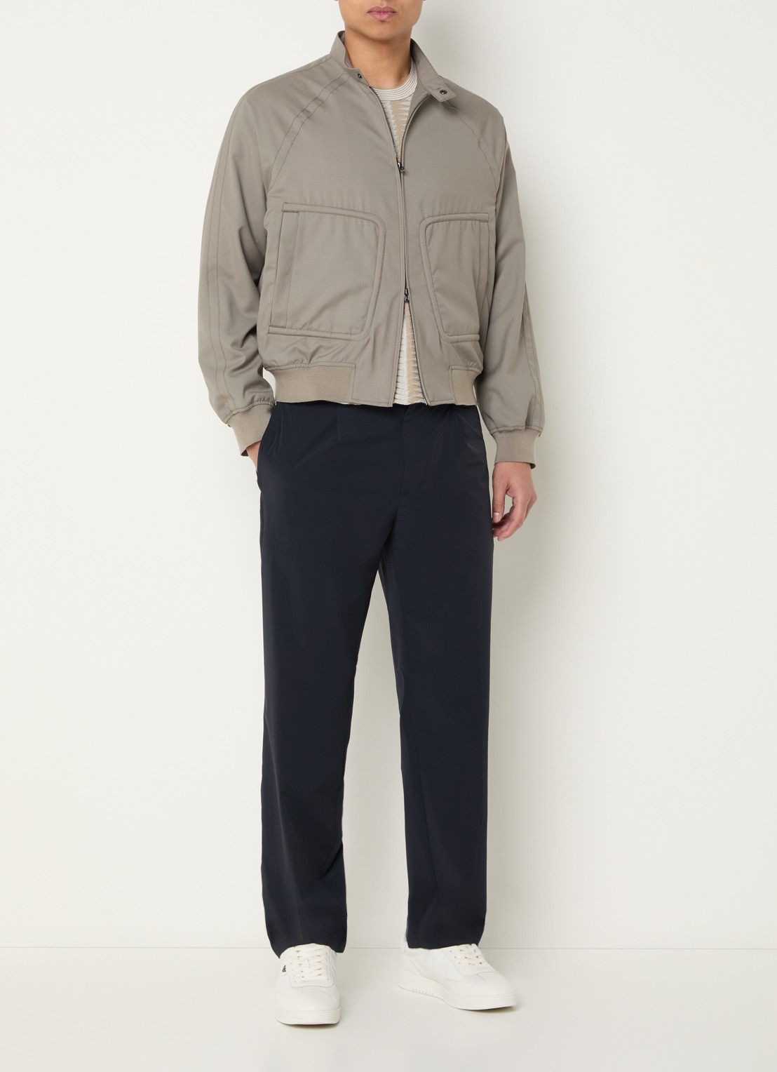 Armani Bomberjack met steekzakken - voorkant 3 donkerbeige