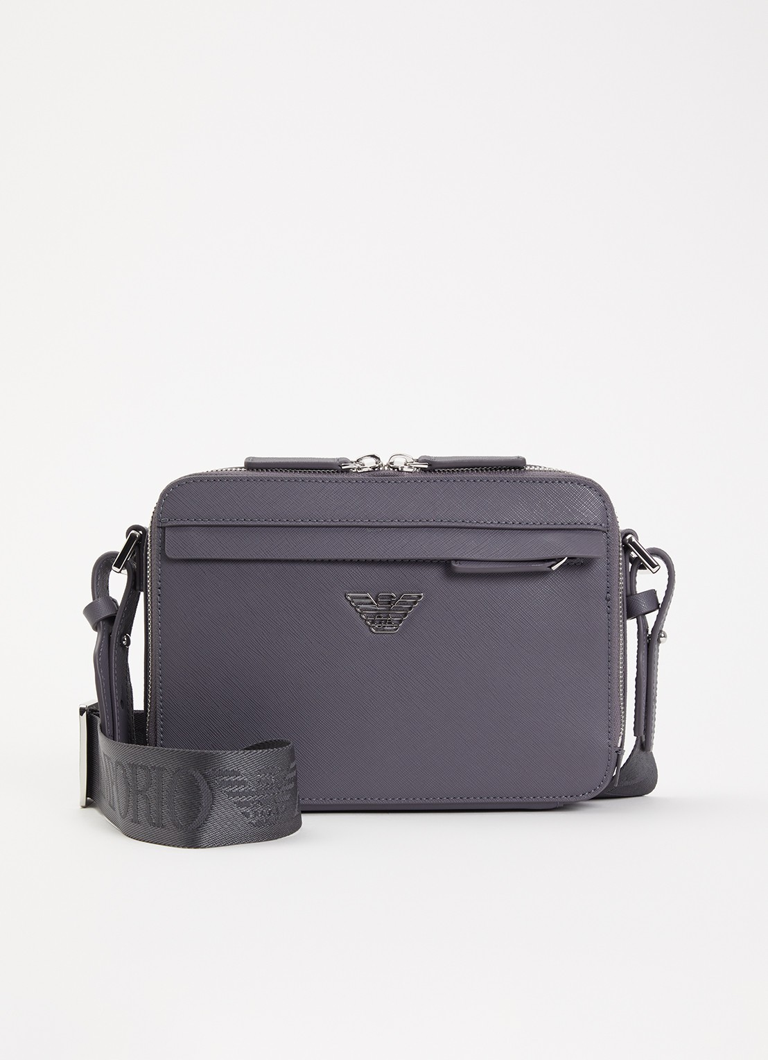 Armani Business Regenerated crossbodytas van imitatieleer met afneembare schouderriem  - voorkant taupe