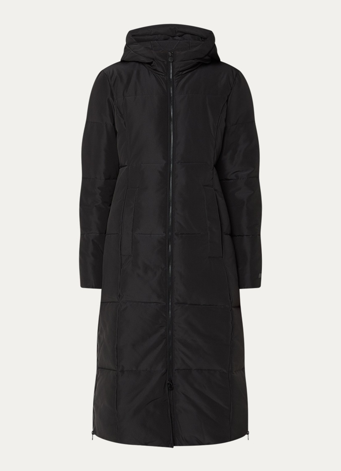 Armani Caban gewatteerde jas met capuchon en steekzakken  - voorkant 3 zwart