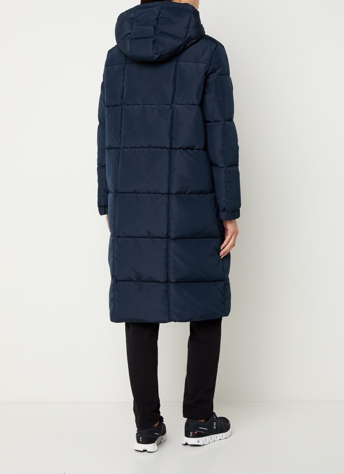 Armani Caban gewatteerde jas met capuchon - achterkant 4 donkerblauw