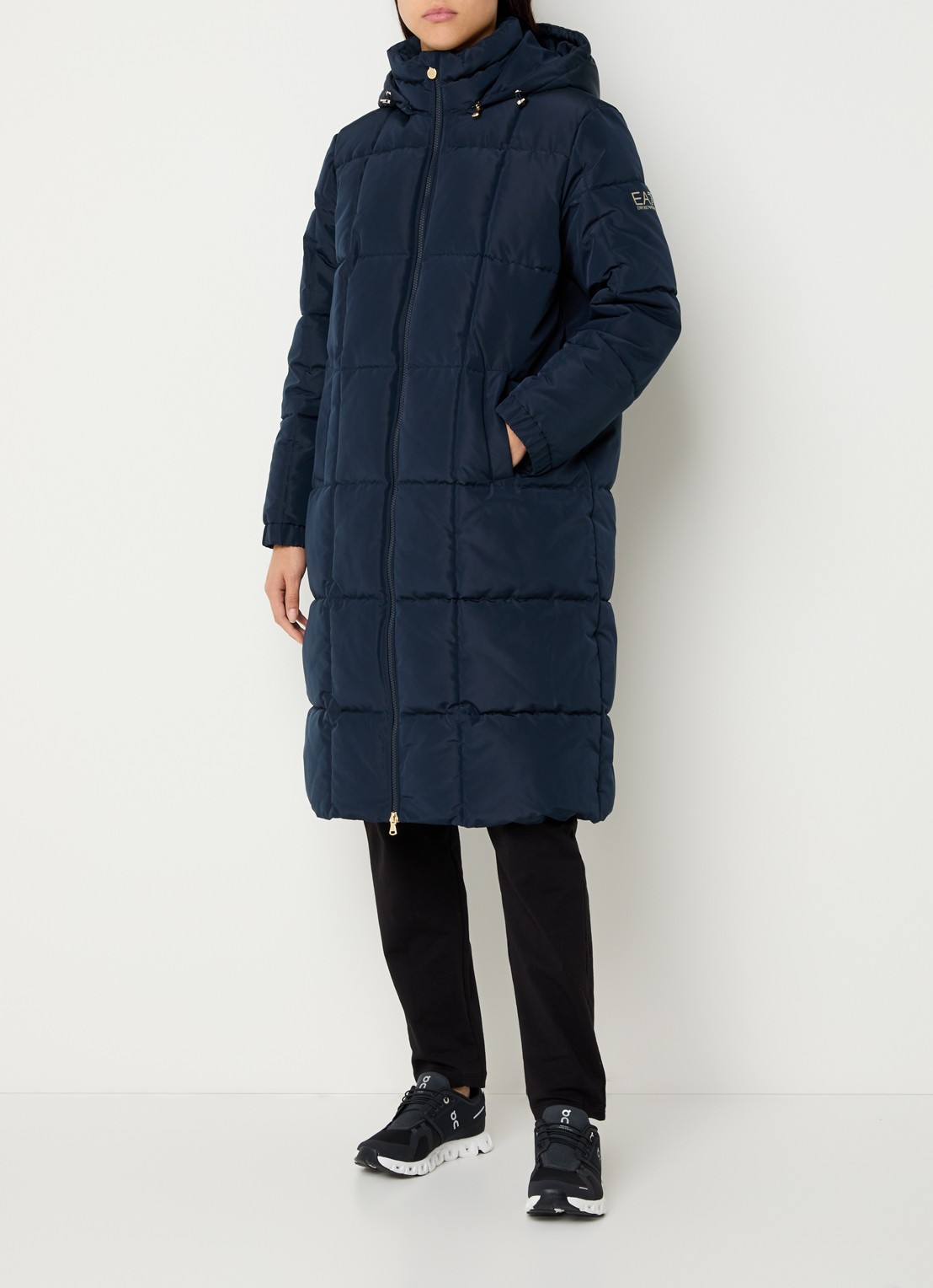 Armani Caban gewatteerde jas met capuchon - detail 3 donkerblauw