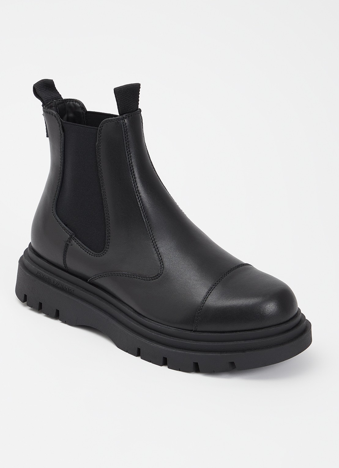 Armani Chelsea boot van leer - voorkant 4 zwart