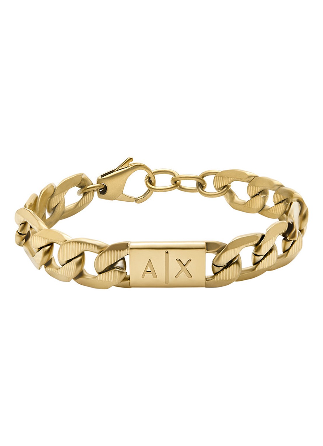 Armani Classic schakelarmband met logo AXG0078710 - voorkant goud