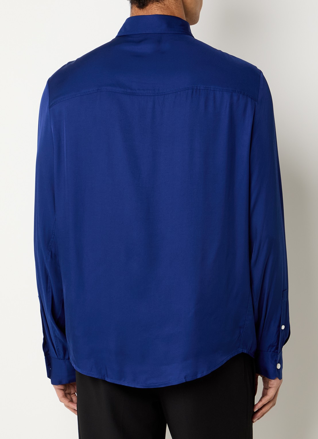 Armani Comfort fit overhemd met glanzende finish - achterkant 4 blauw
