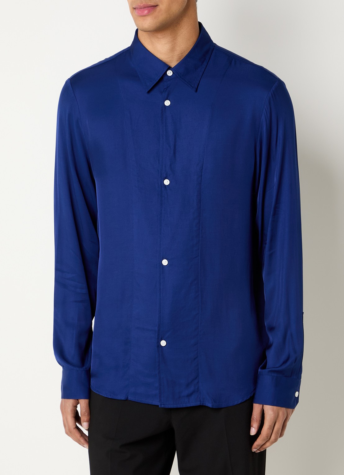 Armani Comfort fit overhemd met glanzende finish - detail blauw