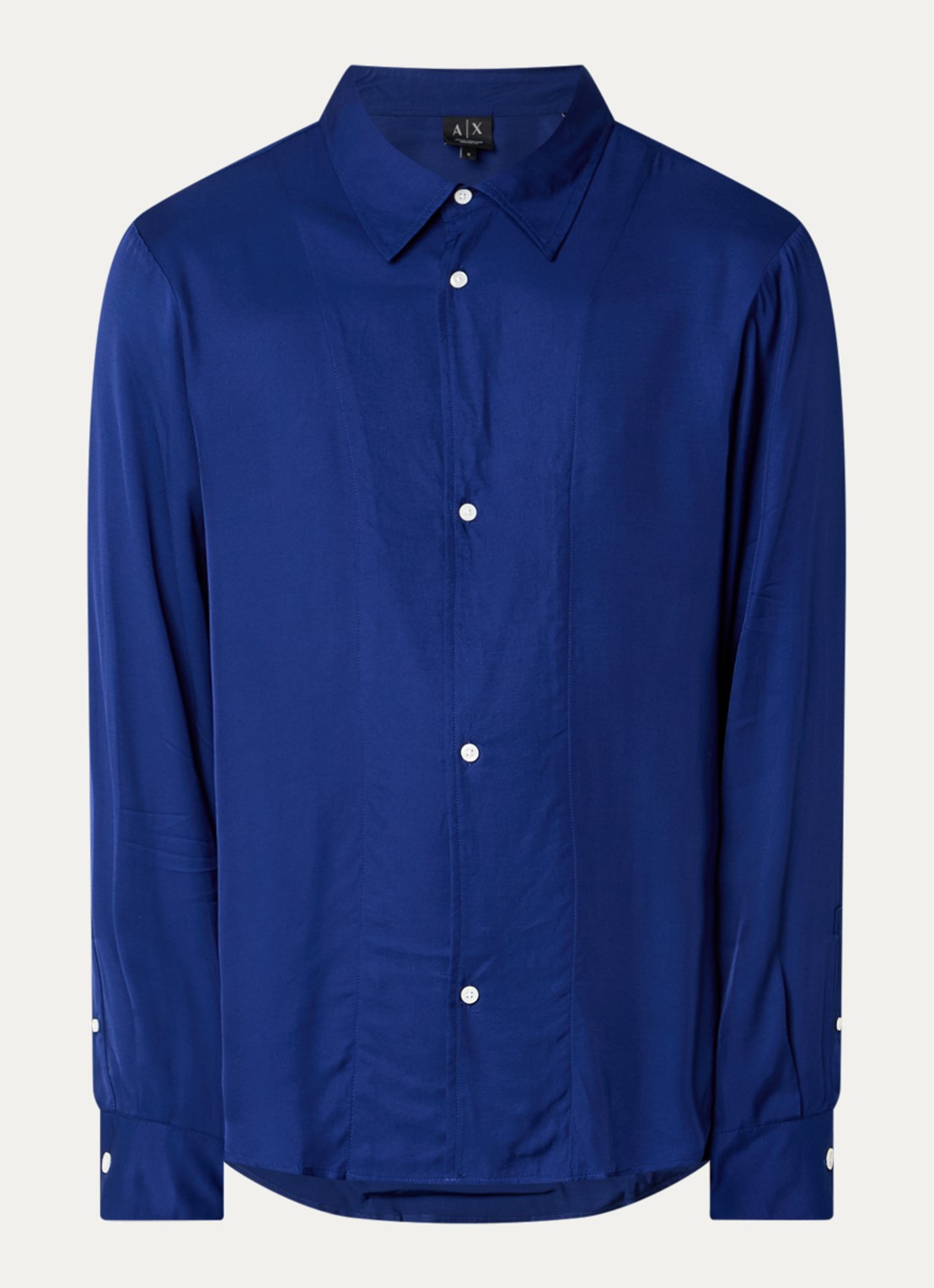Armani Comfort fit overhemd met glanzende finish - voorkant 2 blauw