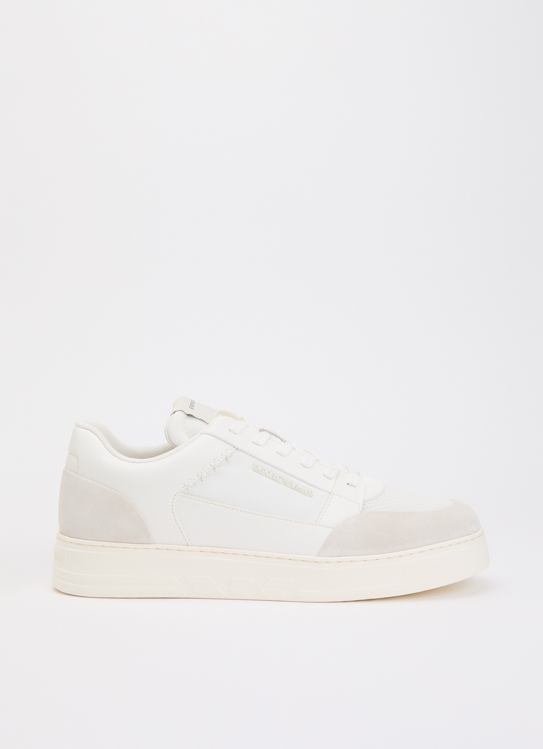Armani Cordura sneaker met suéde details  - voorkant 5 wit