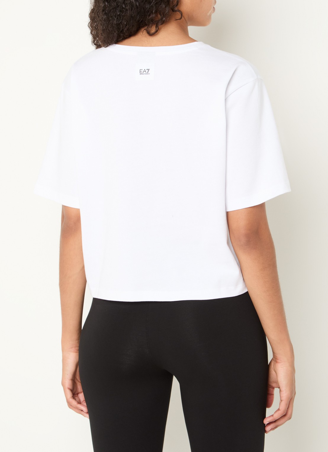 Armani Cropped T-shirt met logoprint - achterkant wit
