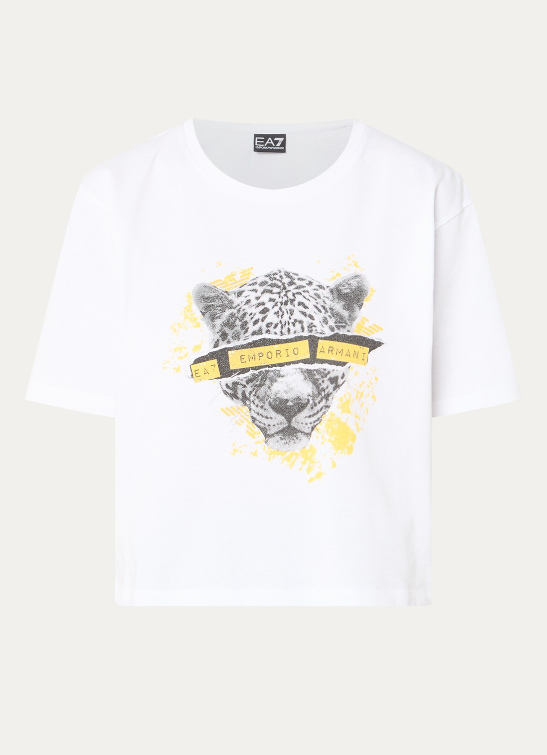 Armani Cropped T-shirt met logoprint - voorkant 3 wit