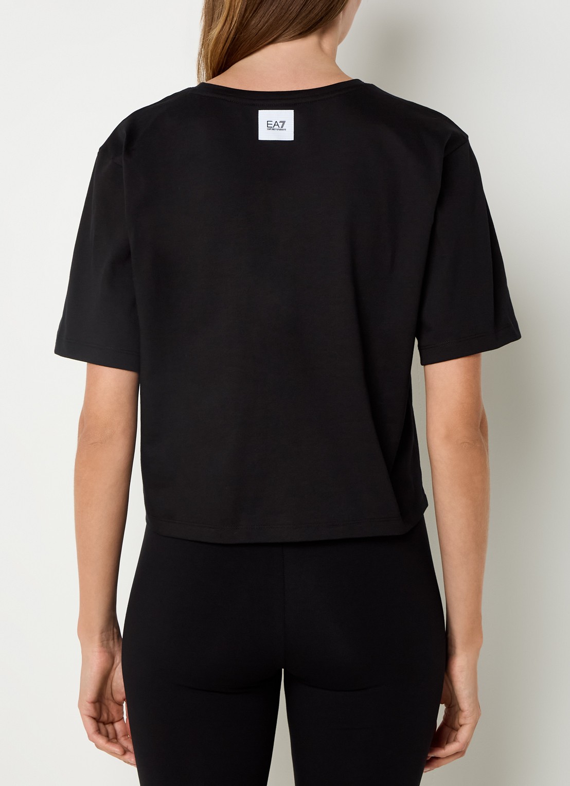 Armani Cropped T-shirt met logoprint - achterkant 4 zwart