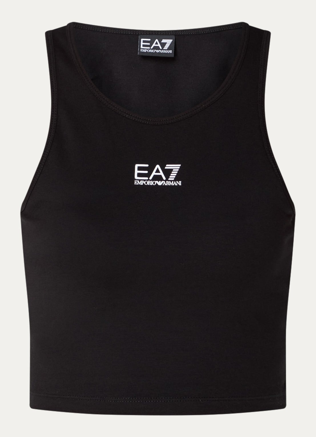 Armani Cropped tanktop met logo - voorkant zwart