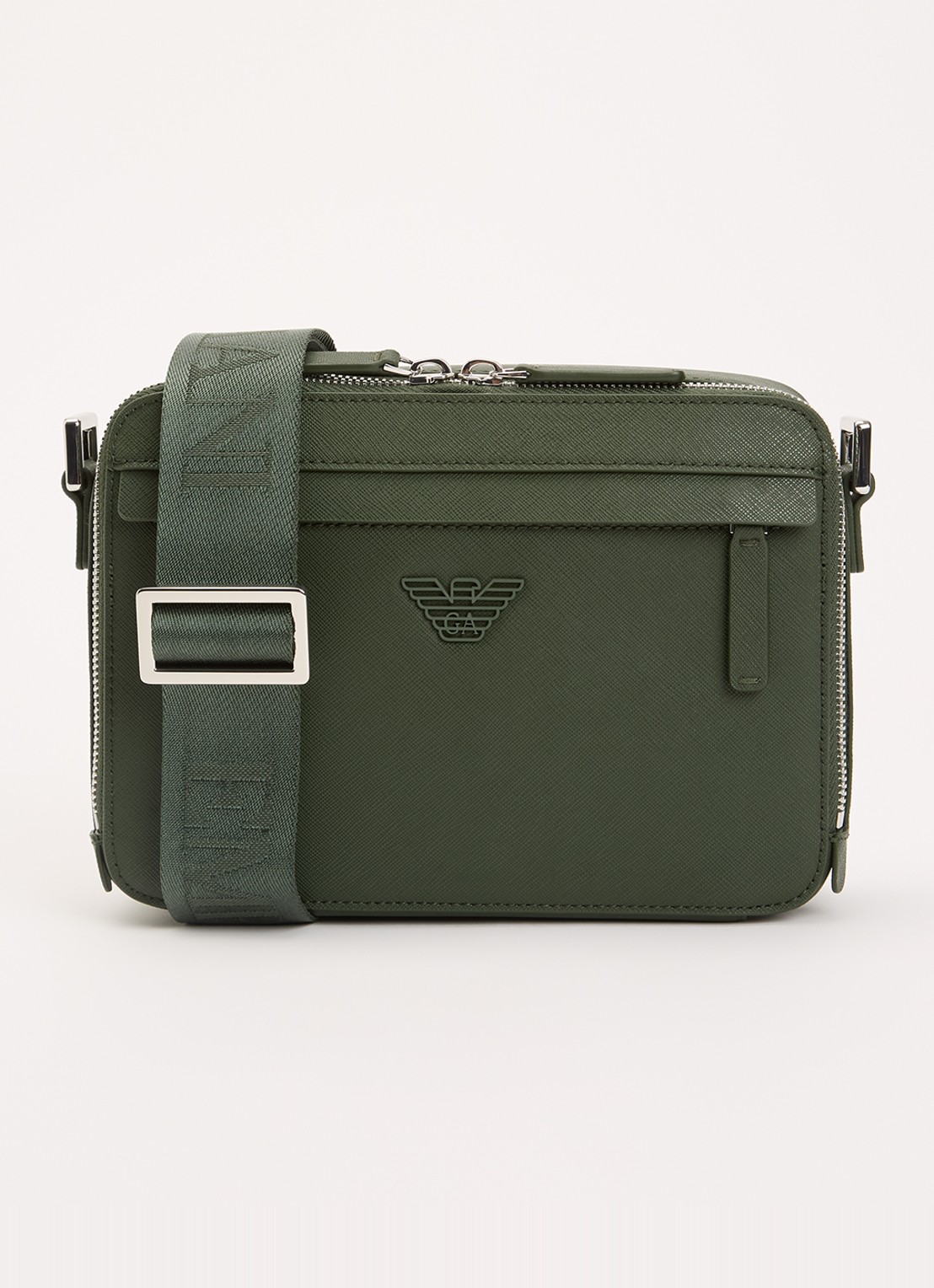 Armani Crossbodytas met afneembare schouderriem en logo - voorkant bronsgroen