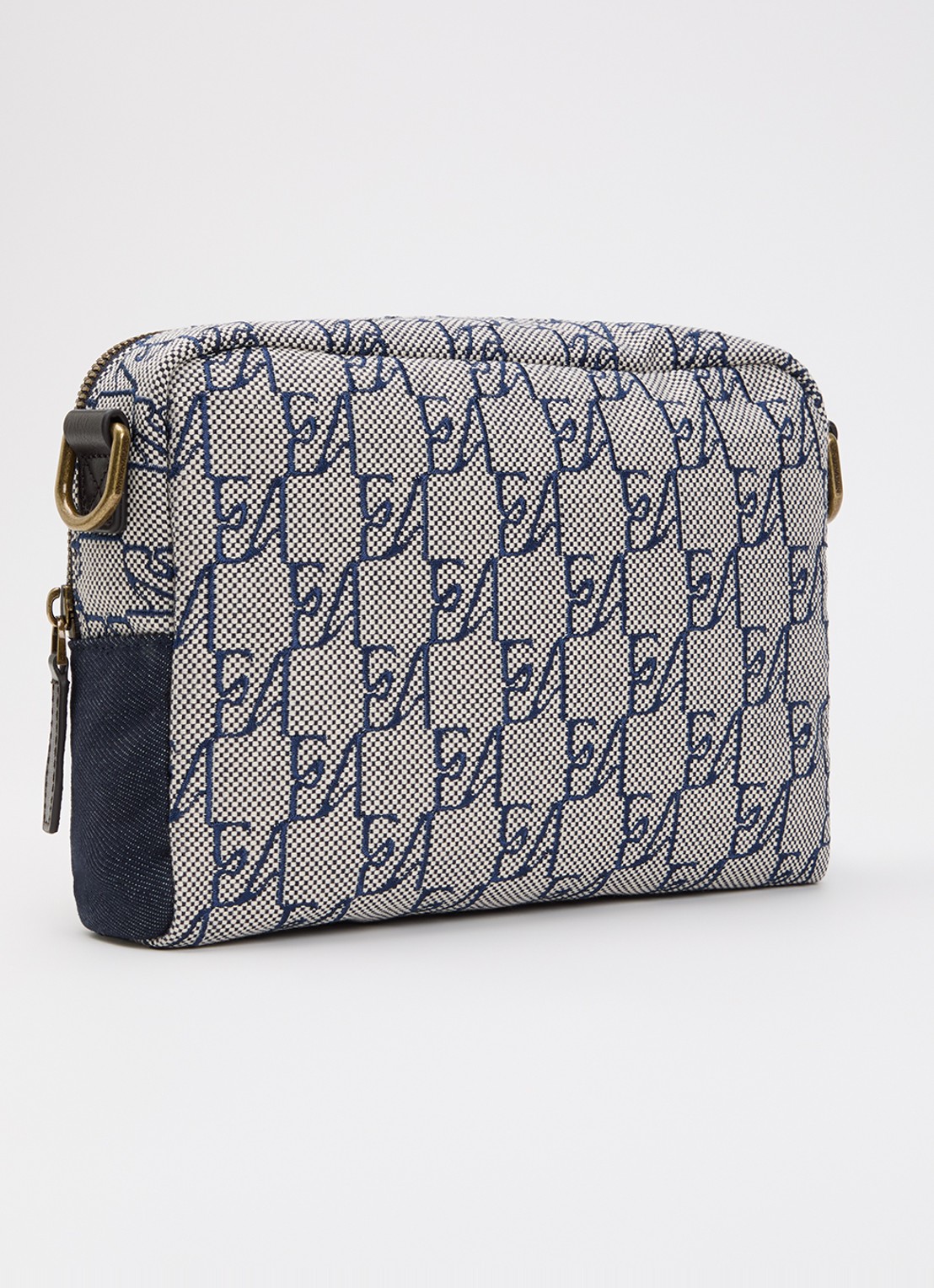Armani Crossbodytas met logoprint en details van leer  - achterkant indigo