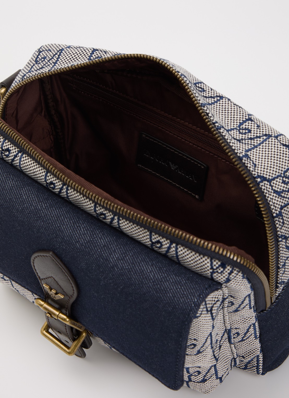 Armani Crossbodytas met logoprint en details van leer  - detail 2 indigo