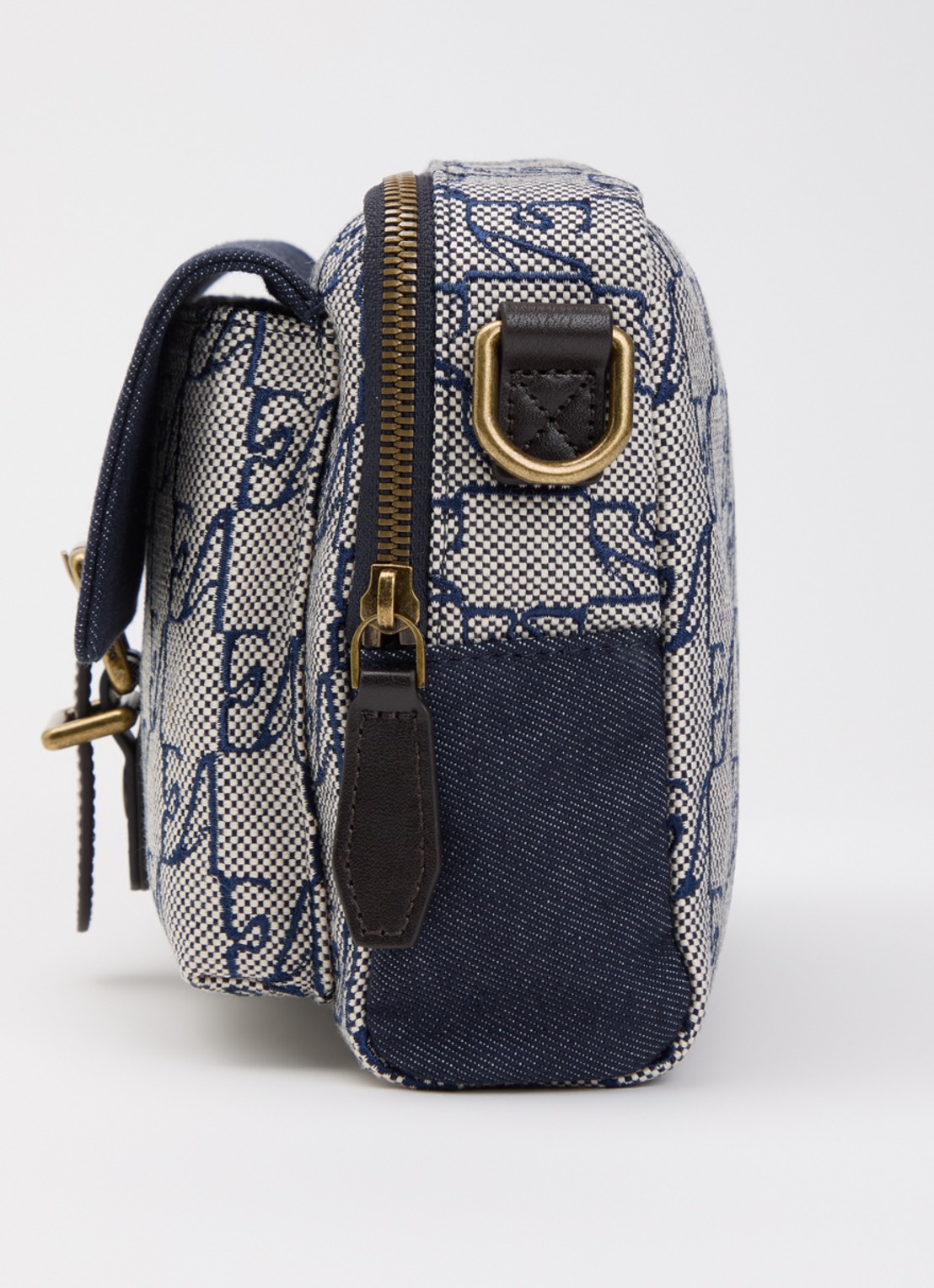 Armani Crossbodytas met logoprint en details van leer  - detail 3 indigo
