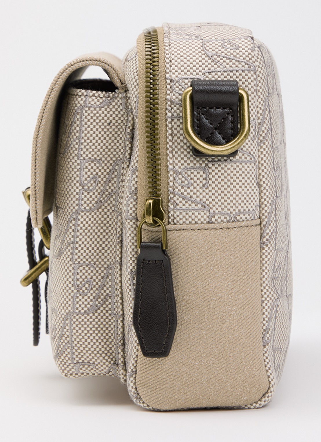 Armani Crossbodytas met logoprint en details van leer  - detail 2 beige
