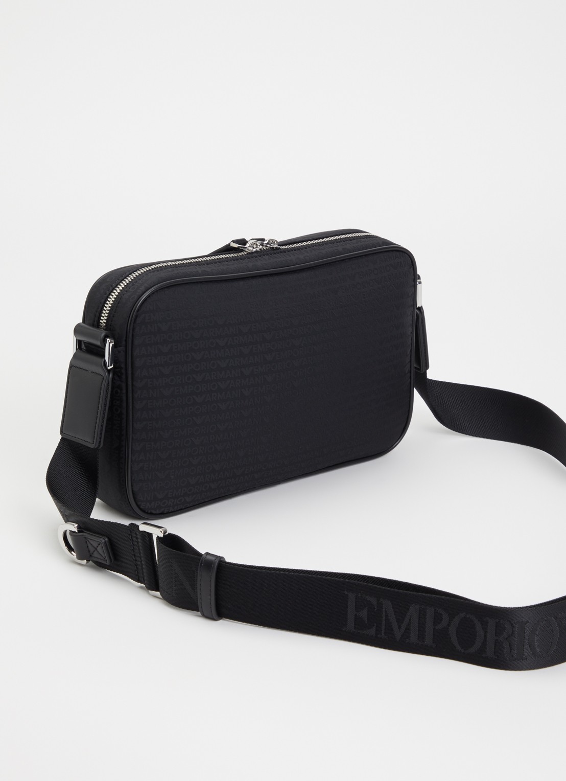 Armani Crossbodytas met logoprint en verstelbare schouderriem - achterkant zwart