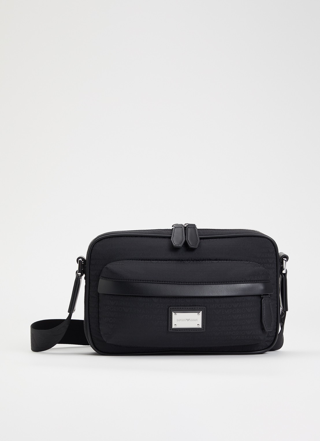 Armani Crossbodytas met logoprint en verstelbare schouderriem - voorkant 5 zwart