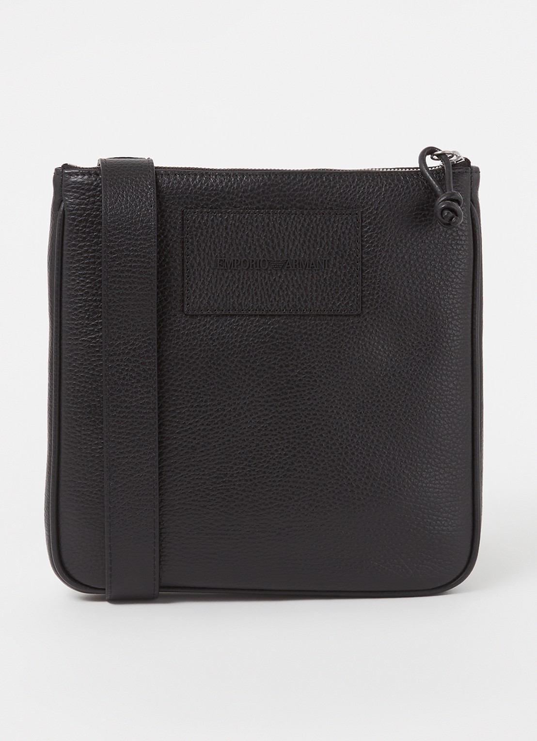 Armani Crossbodytas van leer met logo - voorkant 4 zwart