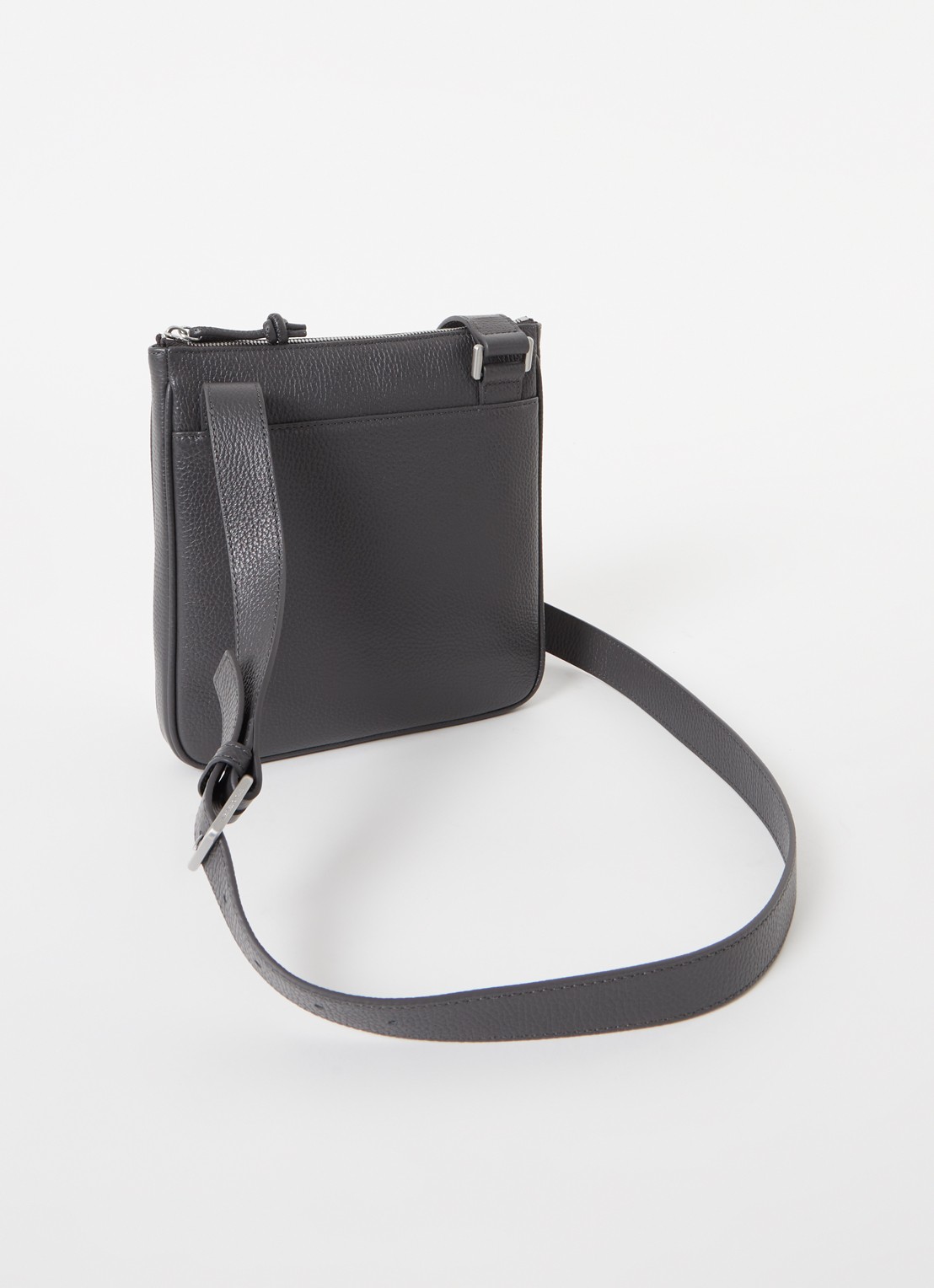 Armani Crossbodytas van leer met logo - achterkant 4 donkerbruin