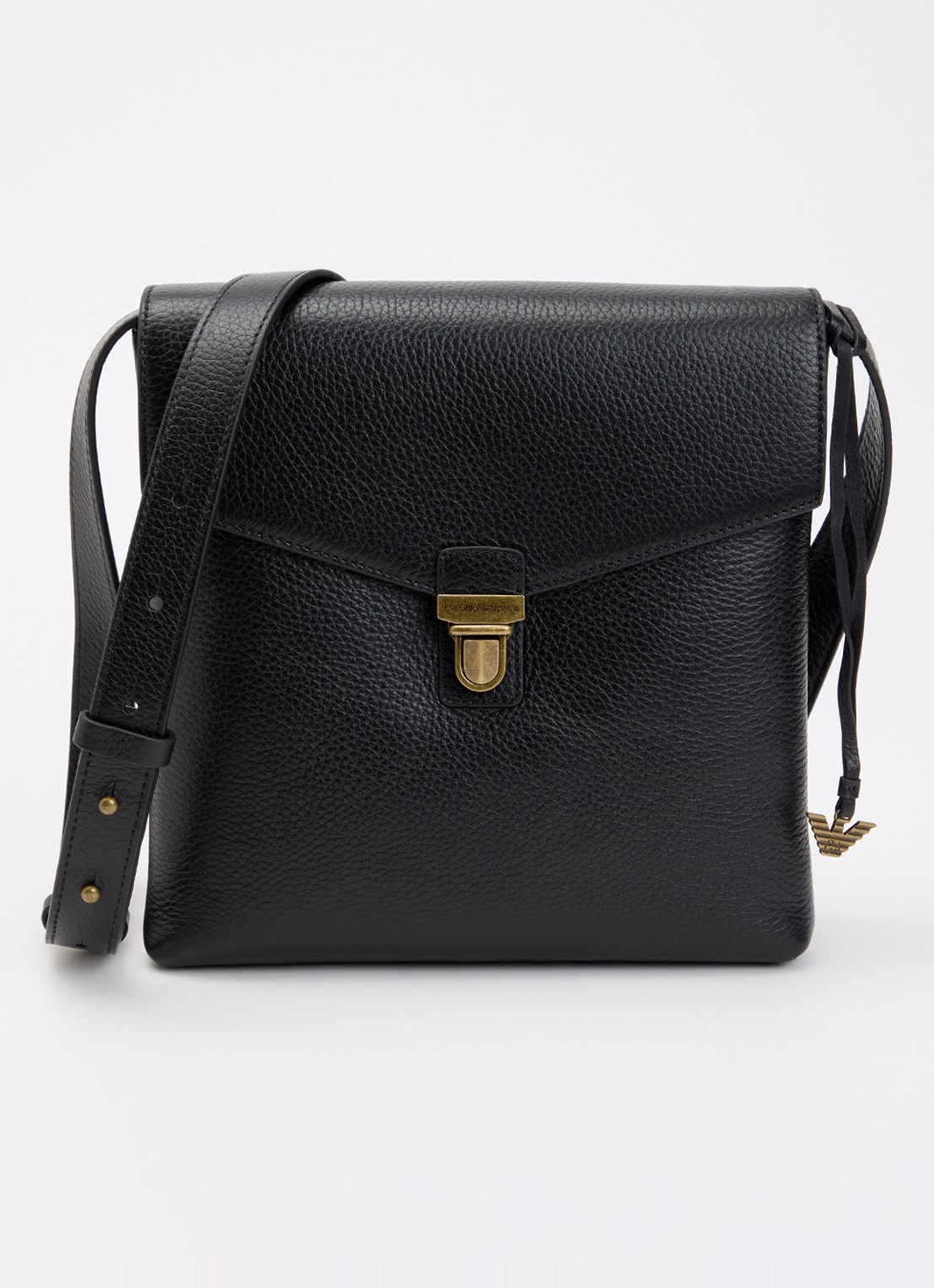 Armani Crossbodytas van leer - voorkant zwart