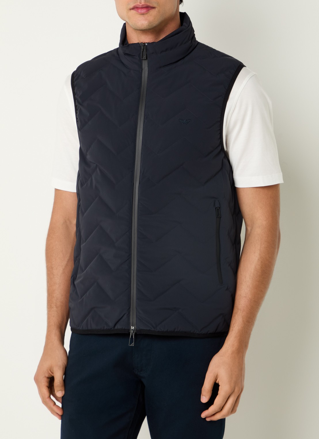 Armani Down bodywarmer met quilt patroon - detail 4 donkerblauw