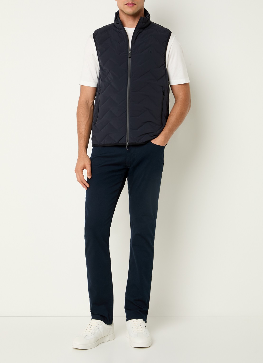 Armani Down bodywarmer met quilt patroon - voorkant 2 donkerblauw