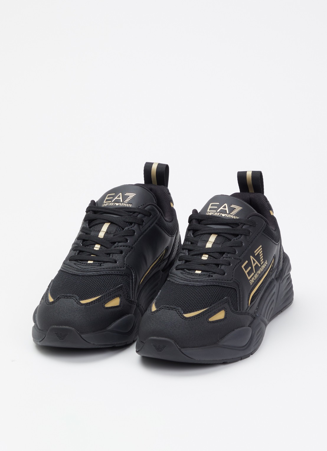 Armani EA7 ACE Runner sneaker van leer  - detail 2 zwart