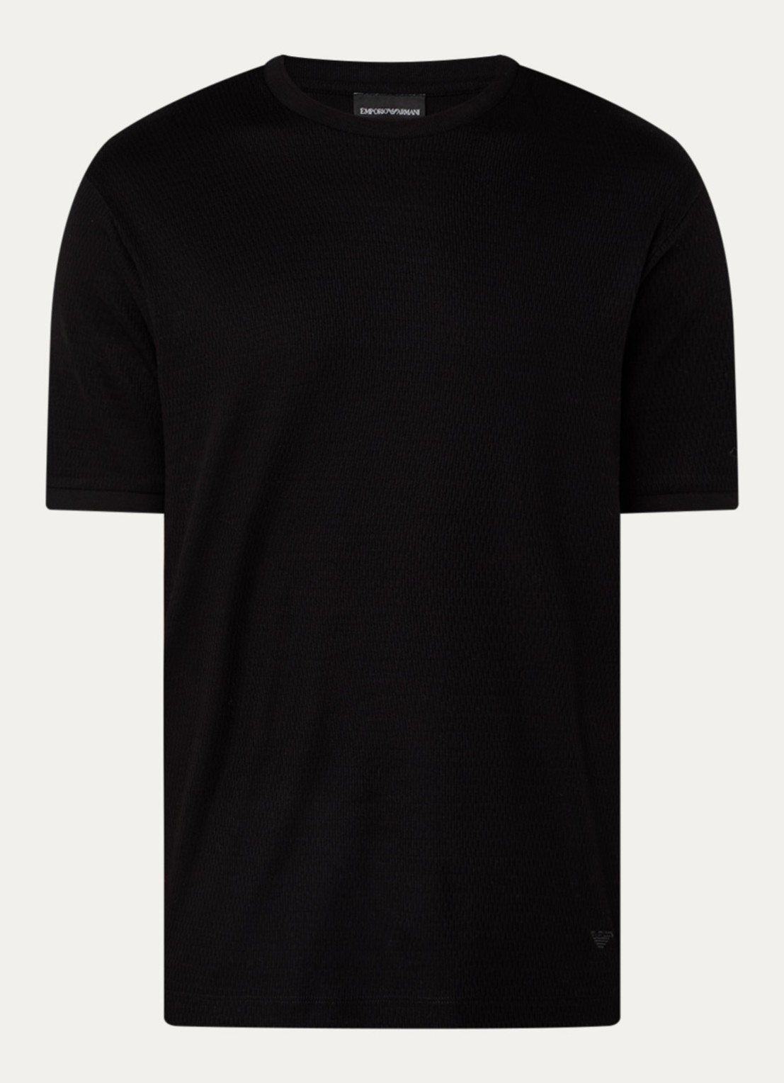 Armani Fijngebreid T-shirt met ingebreid patroon - voorkant 2 zwart
