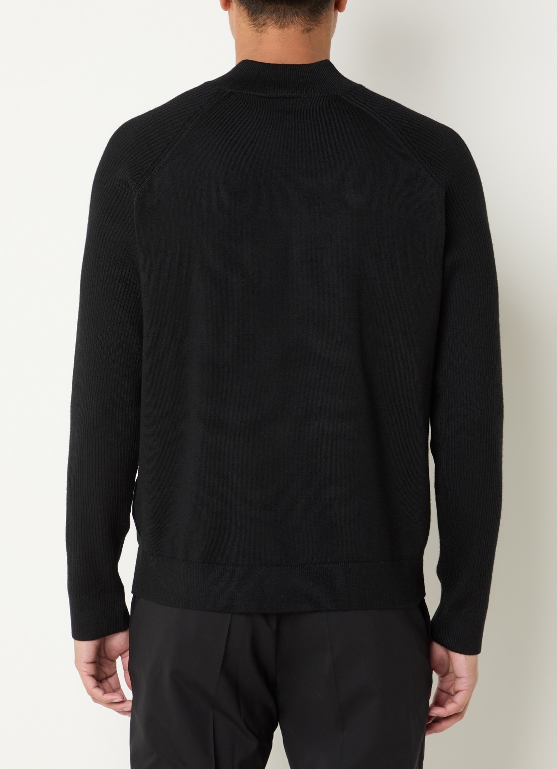 Armani Fijngebreid vest in scheerwolblend - achterkant zwart